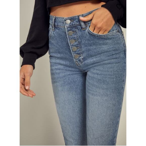 Reformation Liza High Rise Button Fly Straight Leg Jeans Malta 29 NWT - Picture 3 of 12